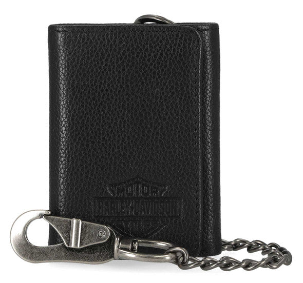 Harley Davidson Men s Bar Shield Core Pebble Chain Tri Fold Wallet Bundaberg Harley Davidson