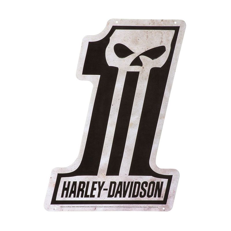 Harley-Davidson® Embossed Tin Sign, Shaped #1 Skull Logo