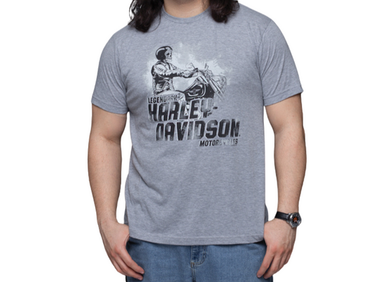 Harley-Davidson® Men's Fat Boy Skull Short Sleeve Tee - Heather Grey