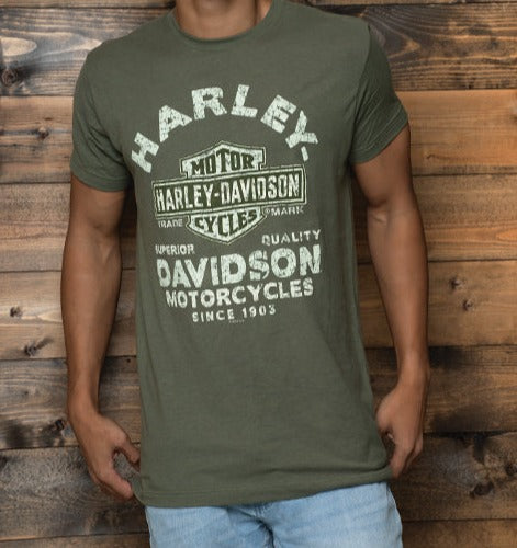 Harley-Davidson® Men's Raging Short Sleeve Dealer Tee - Military Green