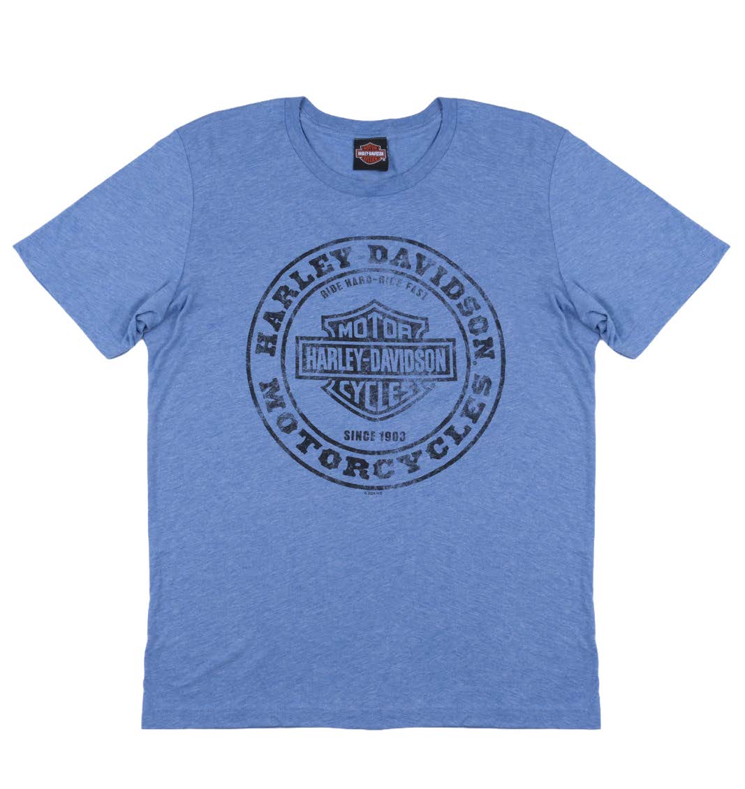 Harley-Davidson® Men's Label Circle Short Sleeve Tee - Blue