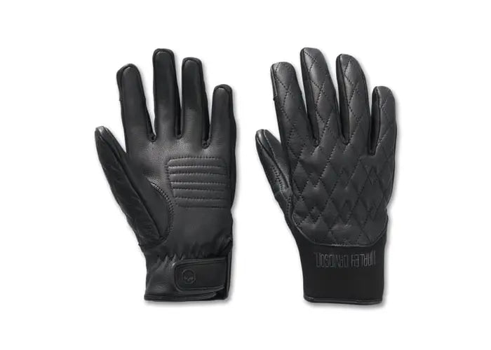 Harley-Davidson® Women's Willie G™ Skull Graphic Leather & Textile Riding Gloves