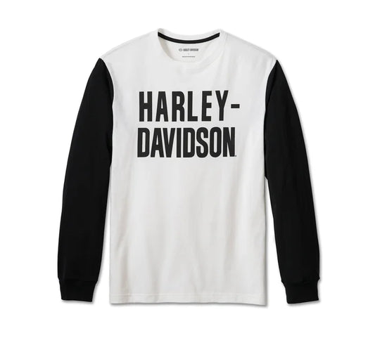 Harley-Davidson® Men's Foundation Long Sleeve Tee - Black/White