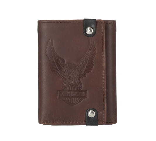 Harley-Davidson® Crazy Horse Eagle Trifold Brown Wallet