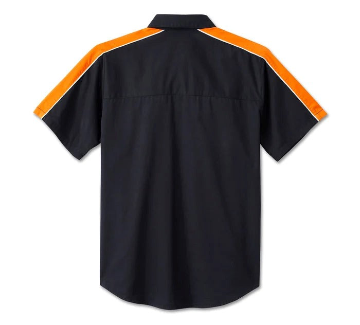 Harley-Davidson® Men's Stacked Short Sleeve Shirt - Black/Orange