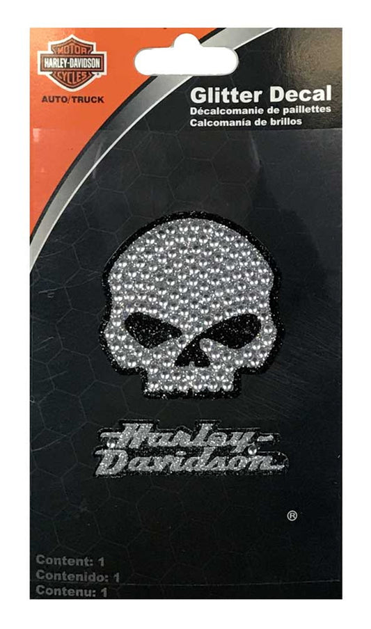 Harley-Davidson® Rhinestone Willie G Skull & H-D Script Glitter Decals - 3 x 5in.