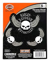 Harley-Davidson® Embossed Winged Skulls Chrome Decals - 3 Piece - 6 x 8 in.