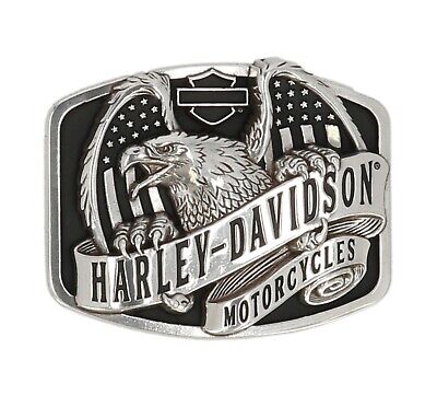 Harley-Davidson® Men's Eagle Wing Over America Belt Buckle, Antique Nickel Finish