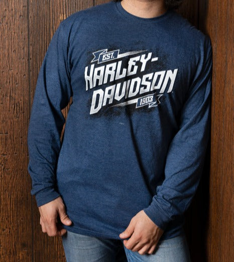 Harley-Davidson® Men's Screech Long Sleeve Tee - Heather Denim