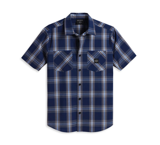 Harley-Davidson® Men's Staple Button Up Shirt - Blue Plaid