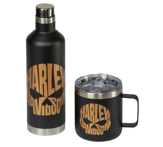 Harley-Davidson® Copper Skull Travel Mug & Water Bottle Set