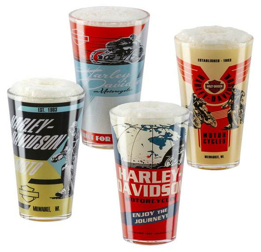 Harley-Davidson® Vintage Poster Graphics Set of Four Pint Glasses